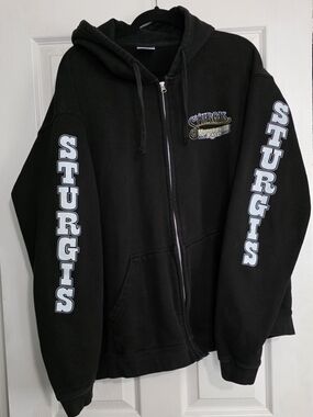 85th Sturgis Black Zip-Up Hoodie with Sleeve Logos